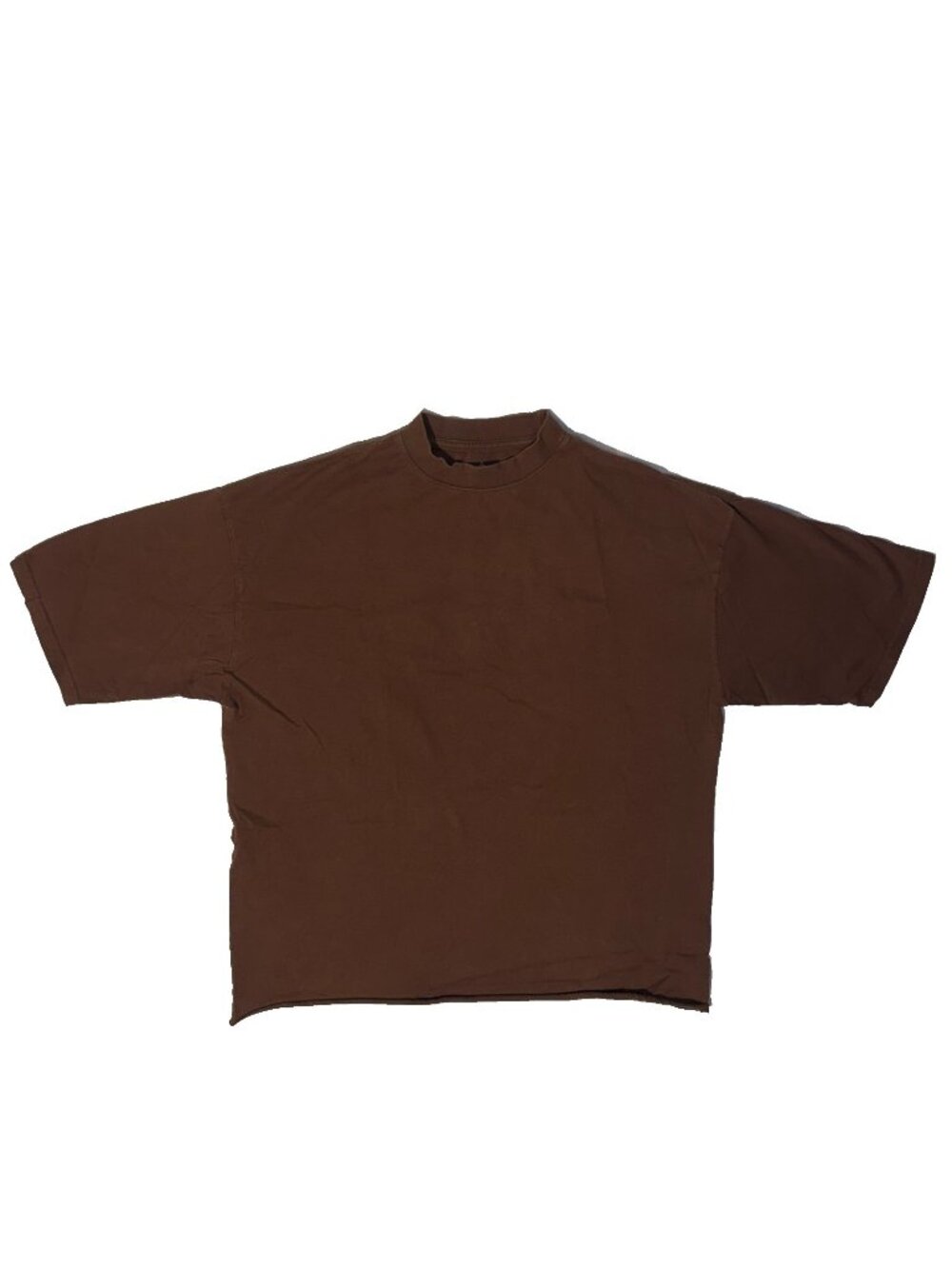 Culture Kings Brown Boxy Fit Cropped Tshirt - Large Heavyweight Cotton